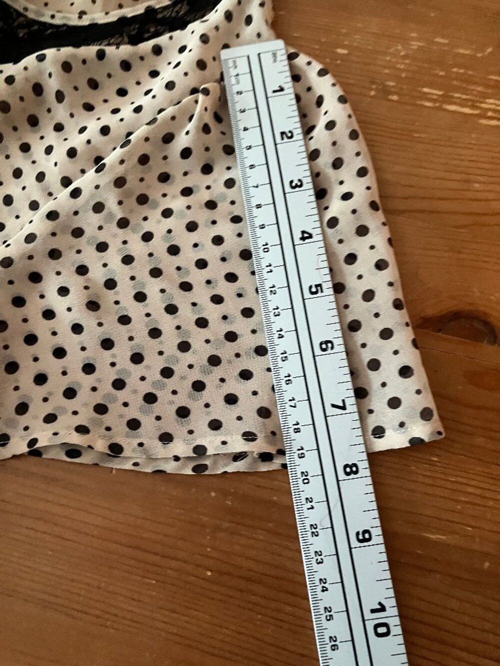 B VINTAGE for Anthropologie Women Blouse/Top Sheer Creme w/Black polka dot Sz L - Picture 9 of 10